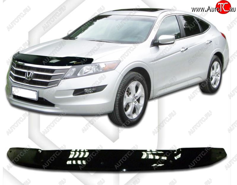 1 999 р. Дефлектор капота CA-Plastiс  Honda Crosstour  1 (2009-2016) TF дорестайлинг, TF рестайлинг (Classic черный, Без надписи)  с доставкой в г. Пермь