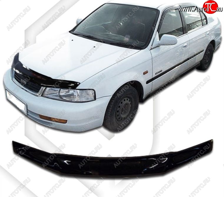 1 999 р. Дефлектор капота (MB3, MB4, MB5) CA-Plastic  Honda Domani  MB (1997-2000) (Classic черный, Без надписи)  с доставкой в г. Пермь