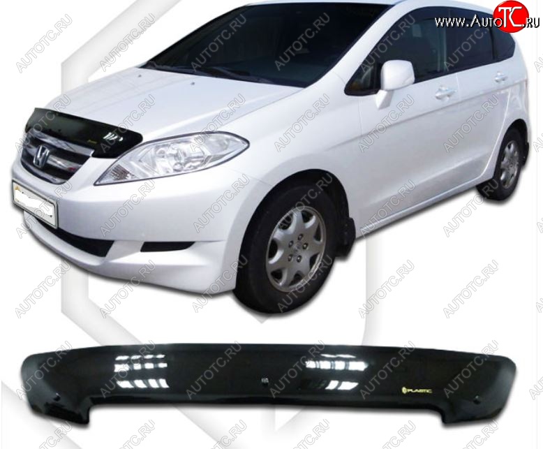1 899 р. Дефлектор капота (BE1, BE2, BE3, BE4) CA Plastic  Honda Edix (2004-2009) (Classic черный, Без надписи)  с доставкой в г. Пермь