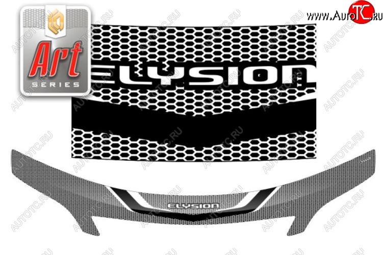 2 599 р. Дефлектор капота (RR1, RR2, RR3, RR4) CA-Plastic exclusive  Honda Elysion  1 (2004-2006) дорестайлинг (Серия Art графит)  с доставкой в г. Пермь