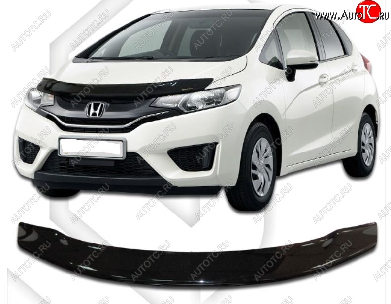 1 999 р. Дефлектор капота CA-Plastiс  Honda Fit ( GP,GK,  3,  3 GP,GK) (2013-2020)  дорестайлинг, GP,GK 1-ый рестайлинг, 2-ой рестайлинг (Classic черный, Без надписи)  с доставкой в г. Пермь
