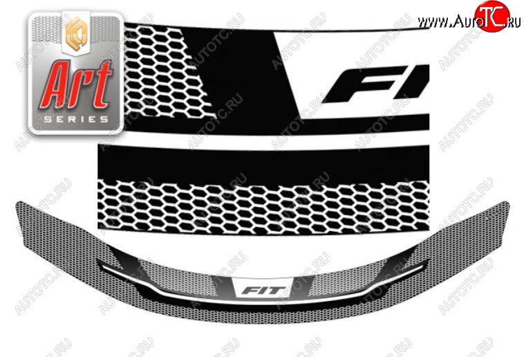 2 199 р. Дефлектор капота CA-Plastiс  Honda Fit ( GP,GK,  3,  3 GP,GK) (2013-2020)  дорестайлинг, GP,GK 1-ый рестайлинг, 2-ой рестайлинг (Серия Art черная)  с доставкой в г. Пермь