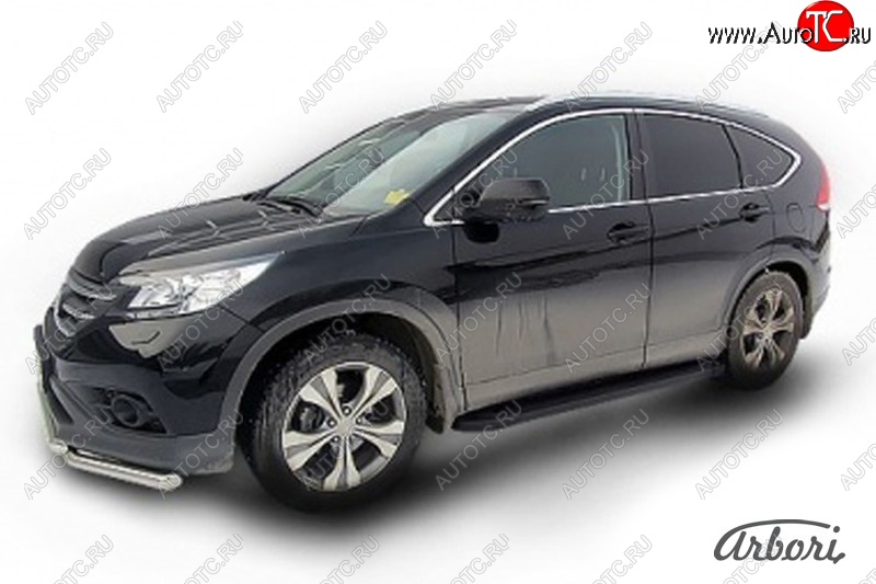 11 609 р. Порожки для ног Arbori Optima Black Honda CR-V RM1,RM3,RM4 рестайлинг (2014-2018)  с доставкой в г. Пермь