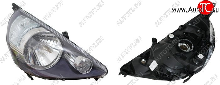 3 599 р. Правая фара SAT (чёрная, Евросвет) Honda Fit 1 GD дорестайлинг (2001-2004)  с доставкой в г. Пермь
