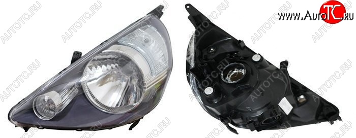 3 899 р. Левая фара SAT (чёрная, Евросвет) Honda Fit 1 GD дорестайлинг (2001-2004)  с доставкой в г. Пермь