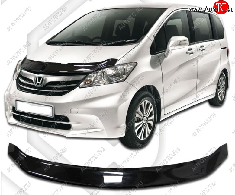 1 899 р. Дефлектор капота (GB3) CA-Plastic Honda Freed GB3,GB4 минивэн дорестайлинг (2008-2011) (Classic черный, Без надписи)  с доставкой в г. Пермь