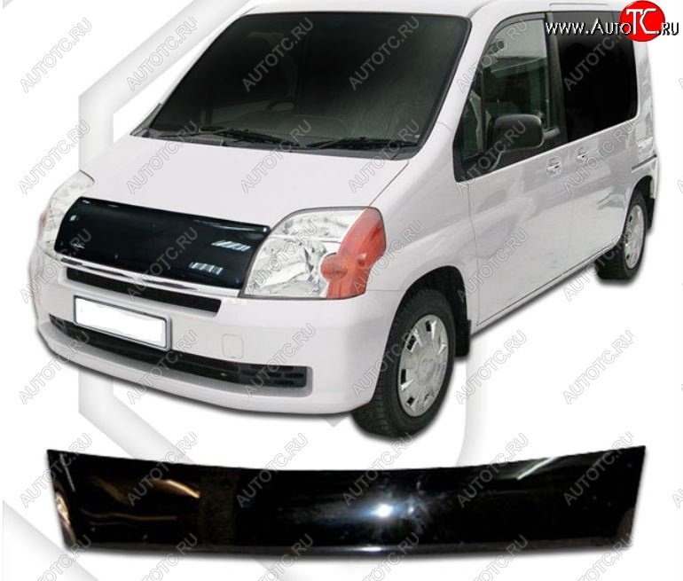 2 199 р. Дефлектор капота (GB1, GB2) CA-Plastiс exclusive  Honda Mobilio  1 GB1,GB2 (2001-2003) дорестайлинг (Classic черный , Без надписи)  с доставкой в г. Пермь