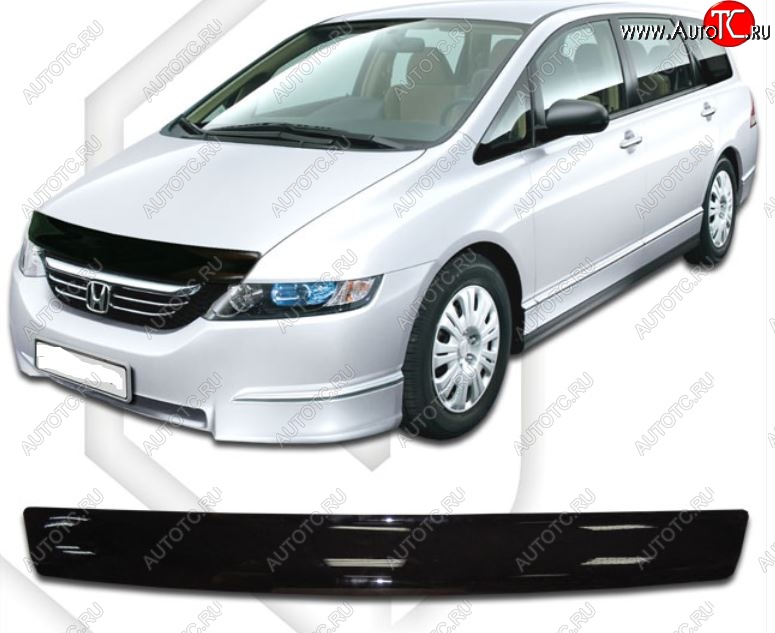 1 839 р. Дефлектор капота (RB1, RB2) CA-Plastic  Honda Odyssey  3 (2004-2008) (Classic черный, Без надписи)  с доставкой в г. Пермь