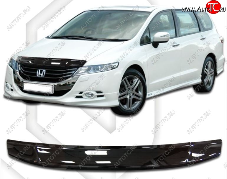 1 899 р. Дефлектор капота (RB3/RB4) CA-Plastiс  Honda Odyssey  4 (2008-2013) (Classic черный, Без надписи)  с доставкой в г. Пермь