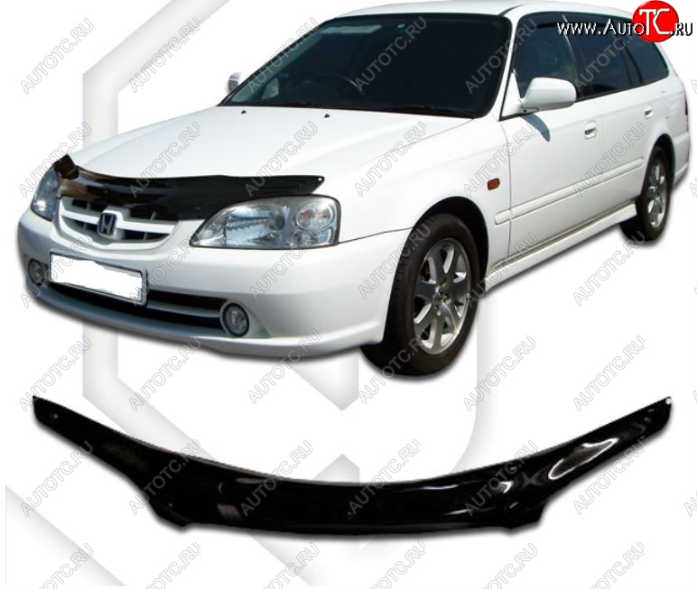1 999 р. Дефлектор капота EL2 CA-Plastic  Honda Orthia (1999-2002) (Classic черный, Без надписи)  с доставкой в г. Пермь