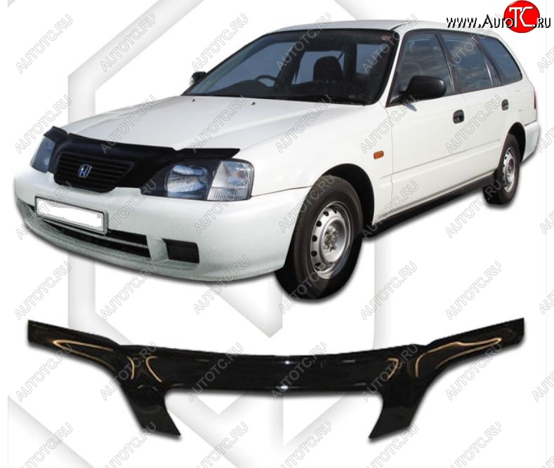 2 199 р. Дефлектор капота EL1 CA-Plastiс exclusive  Honda partner (1996-2005) (Classic черный, Без надписи)  с доставкой в г. Пермь