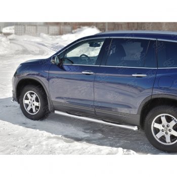 24 549 р. Пороги труба d76 с накладкой SLITKOFF (вариант №1)  Honda Pilot  YF6 (2016-2019) дорестайлинг  с доставкой в г. Пермь. Увеличить фотографию 3