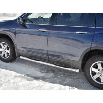 24 549 р. Пороги труба d76 с накладкой SLITKOFF (вариант №1)  Honda Pilot  YF6 (2016-2019) дорестайлинг  с доставкой в г. Пермь. Увеличить фотографию 4