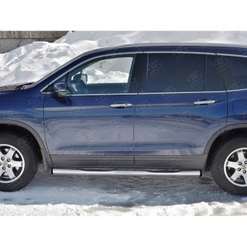 22 549 р. Пороги труба d76 с накладкой SLITKOFF (вариант №2)  Honda Pilot  YF6 (2016-2019) дорестайлинг  с доставкой в г. Пермь. Увеличить фотографию 2