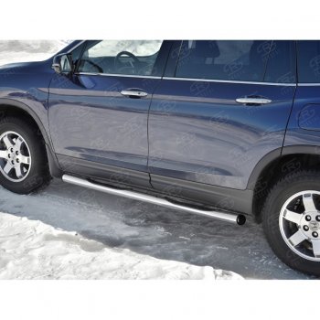 22 549 р. Пороги труба d76 с накладкой SLITKOFF (вариант №2)  Honda Pilot  YF6 (2016-2019) дорестайлинг  с доставкой в г. Пермь. Увеличить фотографию 4
