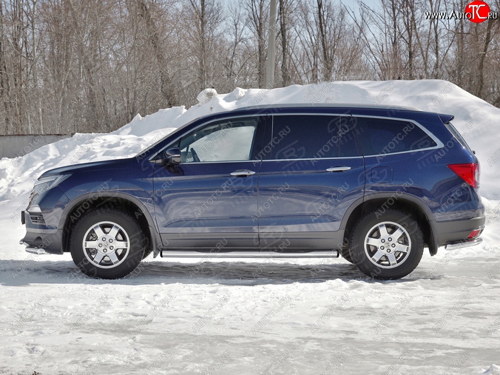 22 549 р. Пороги труба d76 с накладкой SLITKOFF (вариант №2)  Honda Pilot  YF6 (2016-2019) дорестайлинг  с доставкой в г. Пермь
