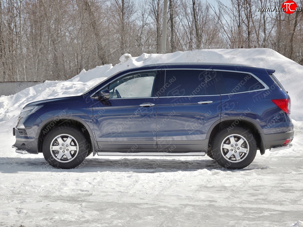 24 549 р. Пороги труба d76 с накладкой SLITKOFF (вариант №3)  Honda Pilot  YF6 (2016-2019) дорестайлинг  с доставкой в г. Пермь