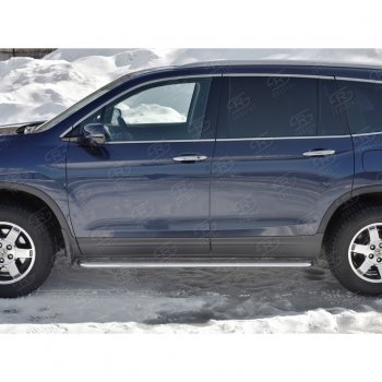 24 649 р. Пороги труба d42 с листом SLITKOFF (вариант №1)  Honda Pilot  YF6 (2016-2019) дорестайлинг  с доставкой в г. Пермь. Увеличить фотографию 2