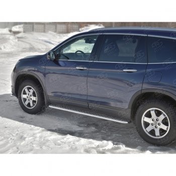 24 649 р. Пороги труба d42 с листом SLITKOFF (вариант №1)  Honda Pilot  YF6 (2016-2019) дорестайлинг  с доставкой в г. Пермь. Увеличить фотографию 3