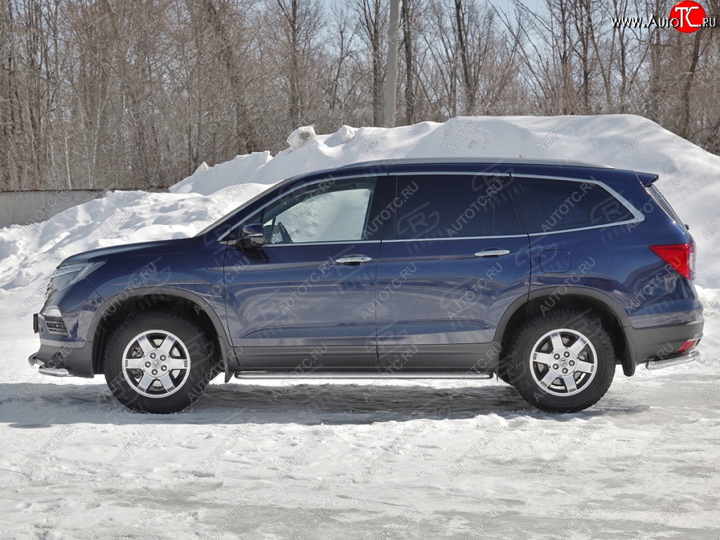 24 649 р. Пороги труба d42 с листом SLITKOFF (вариант №1)  Honda Pilot  YF6 (2016-2019) дорестайлинг  с доставкой в г. Пермь