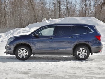 Пороги труба с листом d42 SLITKOFF (вариант №2) Honda Pilot  YF6 (2016-2019) дорестайлинг