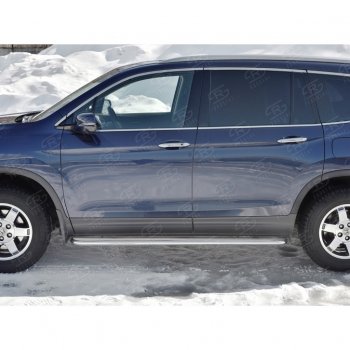 35 549 р. Пороги труба d42 с листом SLITKOFF (вариант №)  Honda Pilot  YF6 (2016-2019) дорестайлинг  с доставкой в г. Пермь. Увеличить фотографию 2