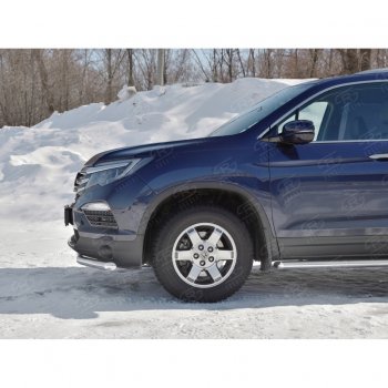 19 499 р. Защита переднего бампера (Ø63 мм, нержавейка) SLITKOFF Honda Pilot YF6 дорестайлинг (2016-2019)  с доставкой в г. Пермь. Увеличить фотографию 2