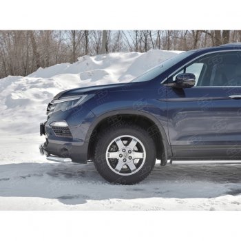 17 299 р. Защита переднего бампера (2 трубы Ø63 и 75х42 мм, нержавейка) Russtal Honda Pilot YF6 дорестайлинг (2016-2019)  с доставкой в г. Пермь. Увеличить фотографию 2
