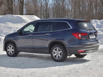 19 799 р. Защита заднего бампера (2 трубы Ø63 и 42 мм, нержавейка) SLITKOFF  Honda Pilot  YF6 (2016-2019) дорестайлинг  с доставкой в г. Пермь. Увеличить фотографию 2
