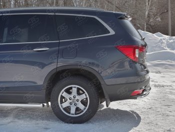 19 799 р. Защита заднего бампера (2 трубы Ø63 и 42 мм, нержавейка) SLITKOFF  Honda Pilot  YF6 (2016-2019) дорестайлинг  с доставкой в г. Пермь. Увеличить фотографию 3