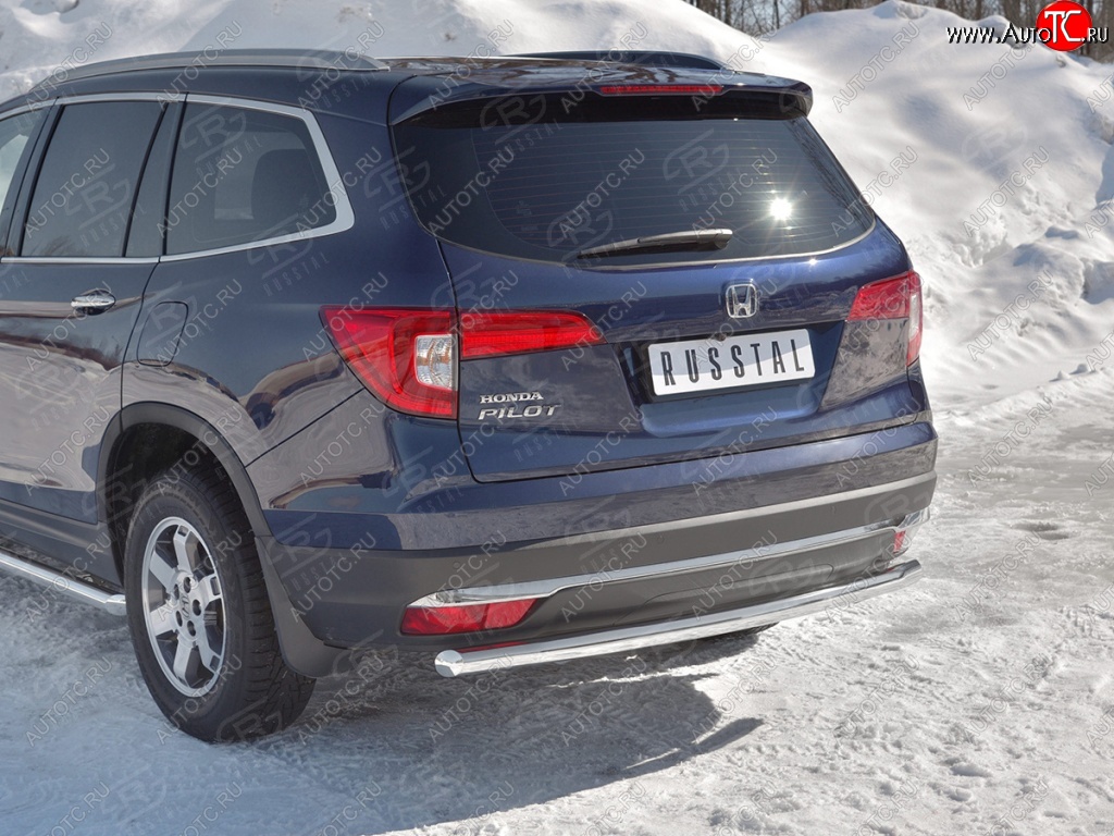 18 999 р. Защита заднего бампера (Ø63 мм, нержавейка) SLITKOFF  Honda Pilot  YF6 (2016-2019) дорестайлинг  с доставкой в г. Пермь