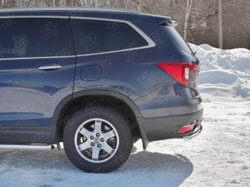 18 999 р. Защита заднего бампера (Ø63 мм, нержавейка) SLITKOFF  Honda Pilot  YF6 (2016-2019) дорестайлинг  с доставкой в г. Пермь. Увеличить фотографию 3