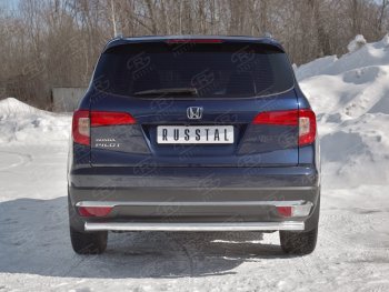 18 999 р. Защита заднего бампера (Ø63 мм, нержавейка) SLITKOFF  Honda Pilot  YF6 (2016-2019) дорестайлинг  с доставкой в г. Пермь. Увеличить фотографию 4