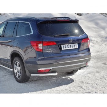 18 499 р. Защита заднего бампера (Ø63 мм уголки, нержавейка) SLITKOFF  Honda Pilot  YF6 (2016-2019) дорестайлинг  с доставкой в г. Пермь. Увеличить фотографию 2