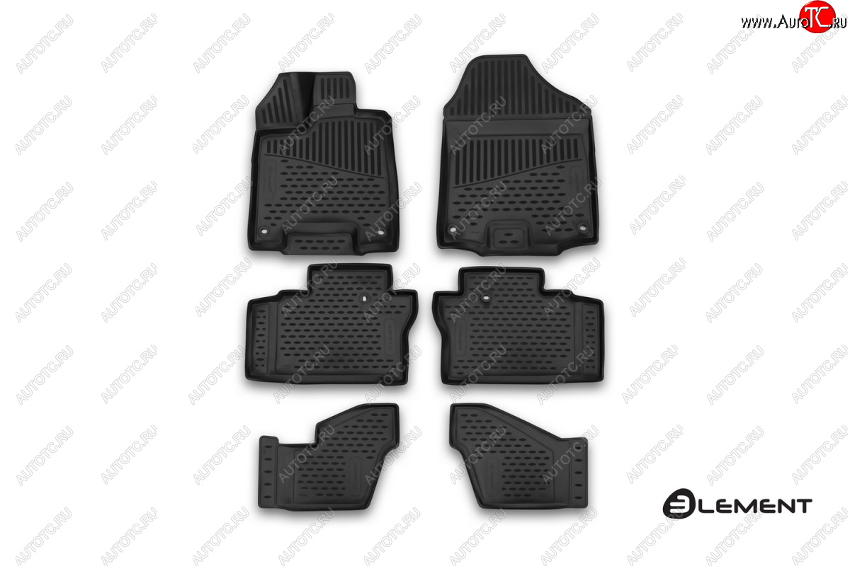 3 089 р. Коврики в салон Element 3D (полиуретан, 6 шт.) Honda Pilot YF6 рестайлинг (2018-2021) (Черные)  с доставкой в г. Пермь
