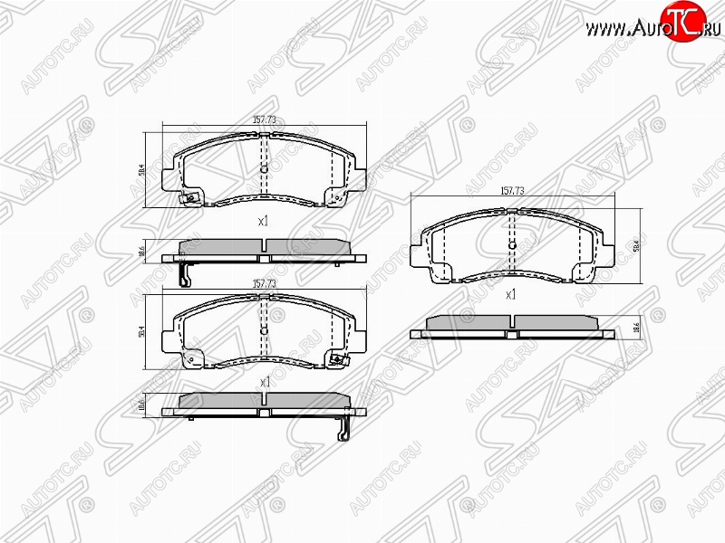 1 399 р. Колодки тормозные (передние) SAT Honda Ridgeline YK1 дорестайлинг (2005-2008)  с доставкой в г. Пермь