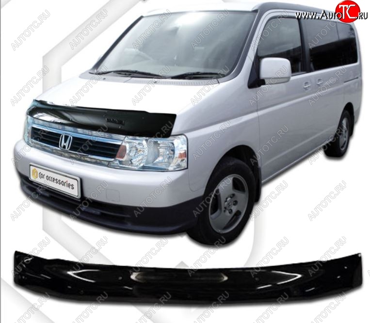 2 079 р. Дефлектор капота (RF3-RF8) CA-Plastic  Honda StepWagon  RF3,RF4 (2001-2003) минивэн дорестайлинг (Classic черный, Без надписи)  с доставкой в г. Пермь
