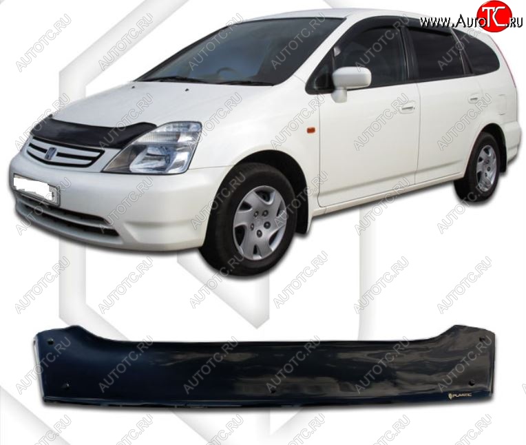 2 159 р. Дефлектор капота CA-Plastic  Honda Stream  1 RN1,RN3 (2000-2004)  дорестайлинг (Classic черный, Без надписи)  с доставкой в г. Пермь