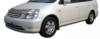 Дефлектор капота CA-Plastic Honda Stream  1 RN1,RN3 (2000-2004)  дорестайлинг (Шелкография карбон-серебро)