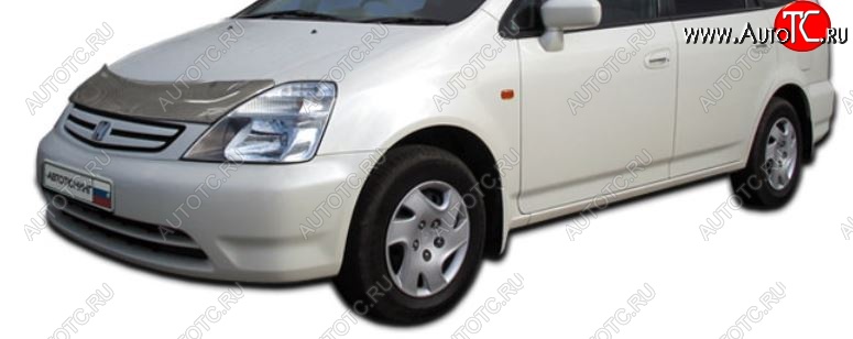 2 599 р. Дефлектор капота CA-Plastic  Honda Stream  1 RN1,RN3 (2000-2004)  дорестайлинг (Шелкография карбон-серебро)  с доставкой в г. Пермь