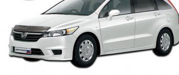 Дефлектор капота CA-Plastic Honda Stream  2 RN6,RN7, RN8, RN9 (2006-2009) дорестайлинг (Шелкография карбон-серебро)