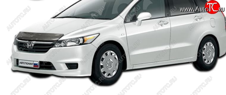 2 599 р. Дефлектор капота CA-Plastic  Honda Stream  2 RN6,RN7, RN8, RN9 (2006-2009) дорестайлинг (Шелкография карбон-серебро)  с доставкой в г. Пермь