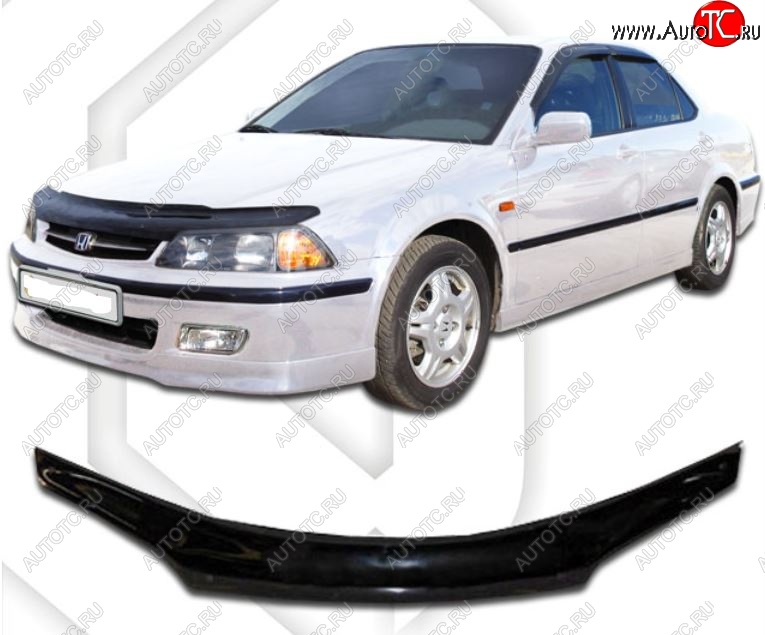1 999 р. Дефлектор капота (CF3-CF5, CL1, CL3) CA-Plastic Honda Tourneo 1 CF дорестайлинг (1997-2000) (Classic черный, Без надписи)  с доставкой в г. Пермь