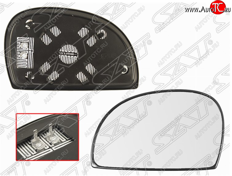 679 р. Левое полотно зеркала SAT (сферическое с обогревом) Hyundai Accent 2 LC седан дорестайлинг (ТагАЗ) (1999-2012)  с доставкой в г. Пермь