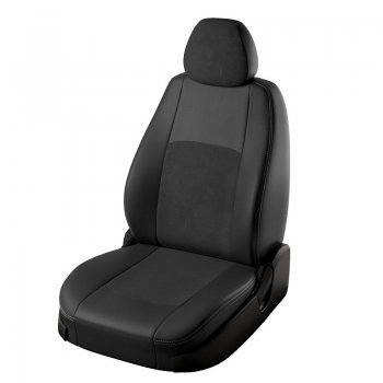Чехлы для сидений из экокожи и алькантары Lord Auto Турин Hyundai Accent  2 LC (1999-2012) седан дорестайлинг (ТагАЗ) (Чёрный, вставка синяя)