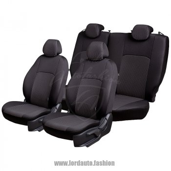 4 249 р. Чехлы для сидений Lord Autofashion Дублин (жаккард) Hyundai Accent 2 LC седан дорестайлинг (ТагАЗ) (1999-2012) (Черный, вставка Сеул серый)  с доставкой в г. Пермь. Увеличить фотографию 2