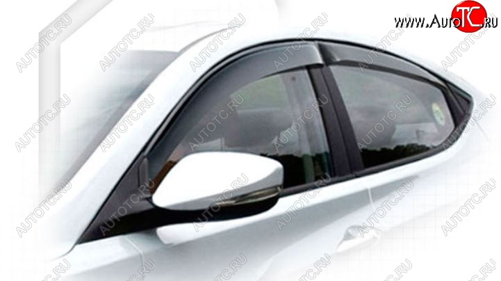 2 079 р. Дефлектора окон CA-Plastiс Hyundai Avante (2010-2013) (Classic полупрозрачный, Без хром.молдинга, Крепление только на скотч)  с доставкой в г. Пермь