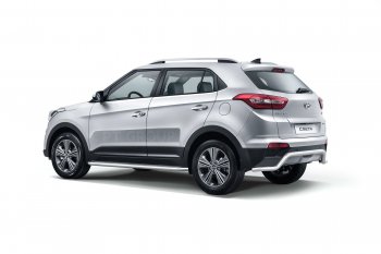 27 449 р. Порожки для ног из трубы Ø51 с алюминиевой площадкой Petroil Tuning  Hyundai Creta  GS (2015-2021) дорестайлинг, рестайлинг (Нержавеющая полированная сталь)  с доставкой в г. Пермь. Увеличить фотографию 2