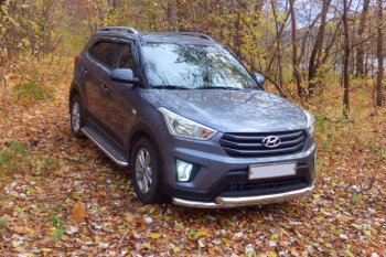 27 449 р. Порожки для ног из трубы Ø51 с алюминиевой площадкой Petroil Tuning  Hyundai Creta  GS (2015-2021) дорестайлинг, рестайлинг (Нержавеющая полированная сталь)  с доставкой в г. Пермь. Увеличить фотографию 4