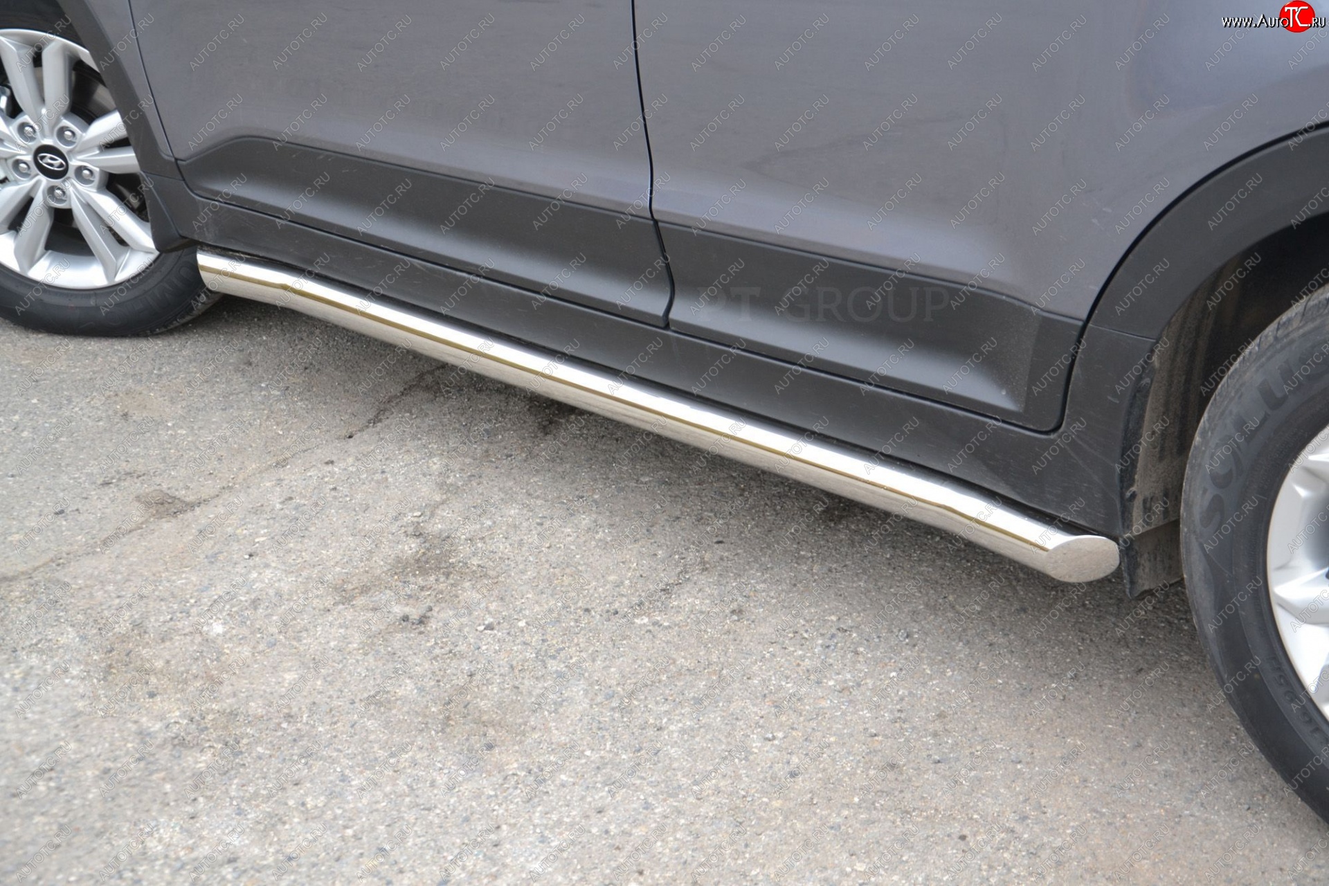 22 349 р. Защита порогов вогнутая из трубы Ø63 Petroil Tuning  Hyundai Creta  GS (2015-2021) дорестайлинг, рестайлинг (Нержавеющая полированная сталь)  с доставкой в г. Пермь